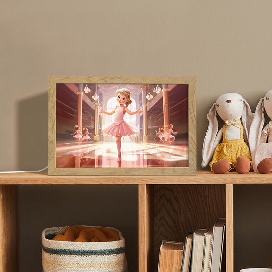 Nachtlampje 30x20 cm - Kinder lampje - Ballerina - Meisjes - Roze - Kinderen - Tafellamp kinderkamer - Slaapkamer lamp - Bedlamp kinderen - Kinderlampje stopcontact - Wandlamp babykamer - Nachtlampjes van OnlyWow — afbeelding 3