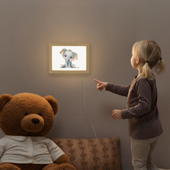 Nachtlampje 20x15 cm - Kinder lamp - Olifant - Baby dier - Tafellamp kinderkamer - Slaapkamer lamp - Bedlamp kinderen - Kinderlampje stopcontact - Wandlamp babykamer - Nachtlampjes van Merkloos — afbeelding 5