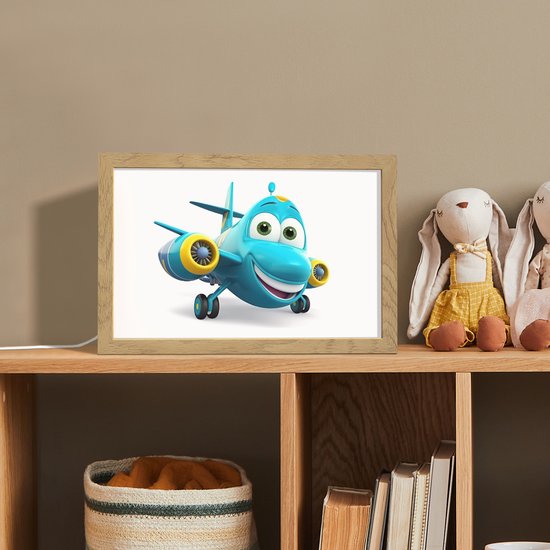 Nachtlampje 30x20 cm - Kinder lamp - Vliegtuig - Blauw - Kinderen - Jongens - Tafellamp kinderkamer - Slaapkamer lamp - Bedlamp kinderen - Kinderlampje stopcontact - Wandlamp babykamer - Nachtlampjes van Merkloos — afbeelding 3