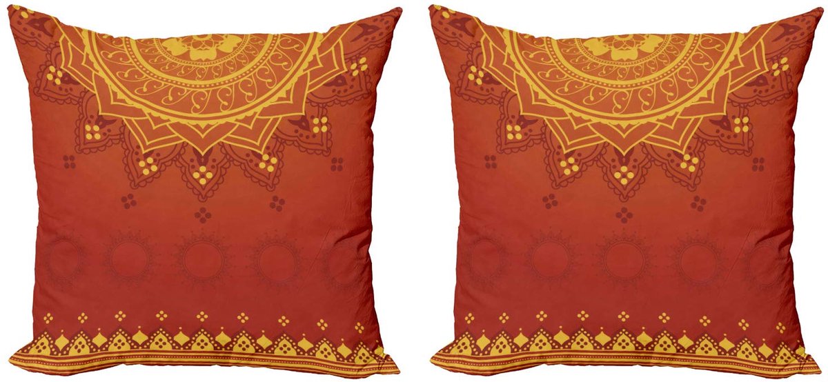 ABAKUHAUS Lotus kussenhoes – 2x60x60 cm – dubbelzijdig digitaldruk – oranje Marigold oranje