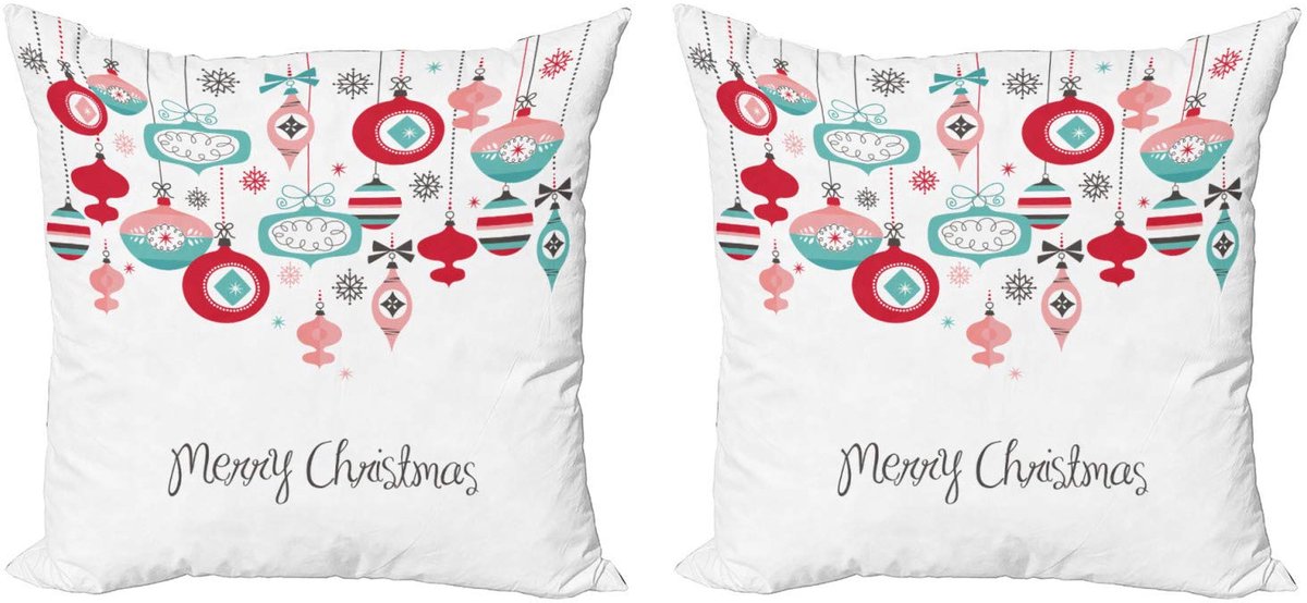 ABAKUHAUS Noël Kussenhoes – Set van 2 x 50x50 cm – Dubbelzijdig Digitaal Bedrukt – Multikleurig Mehrfarbig