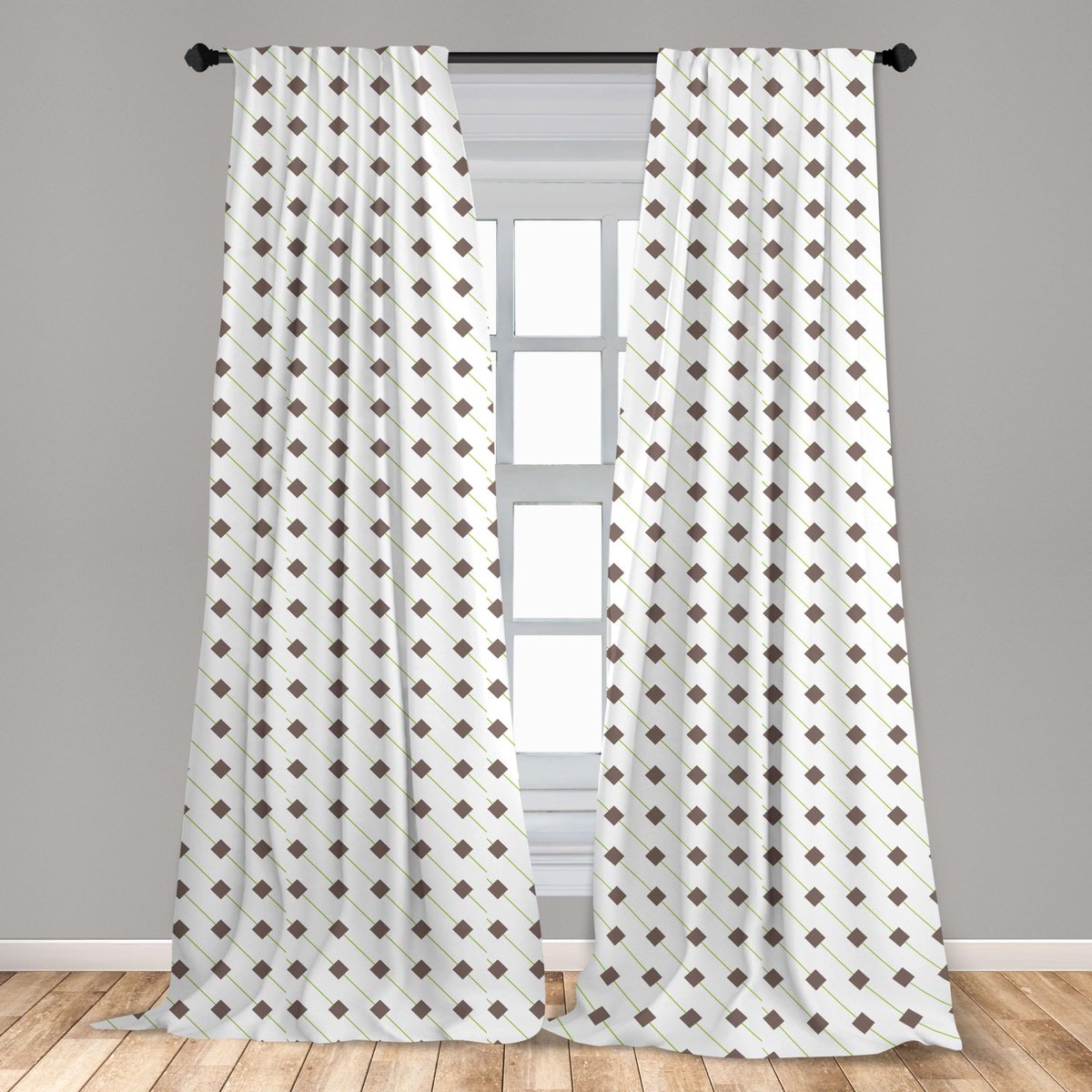 ABAKUHAUS Geometrische Voorhangen – 2x75x175 cm – microfaser, halfverduisterend, limegroen Lime Green