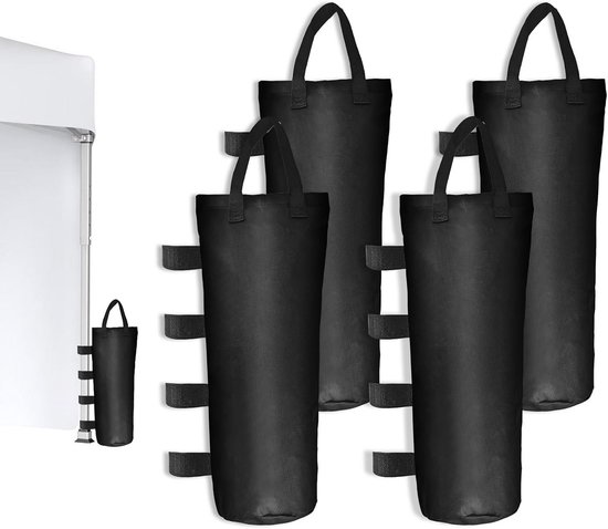 Relaxdays partytent gewichten 4 stuks, verzwaring voor paviljoen & tenten, vullen met zand, stenen, 10kg per voet, zwart