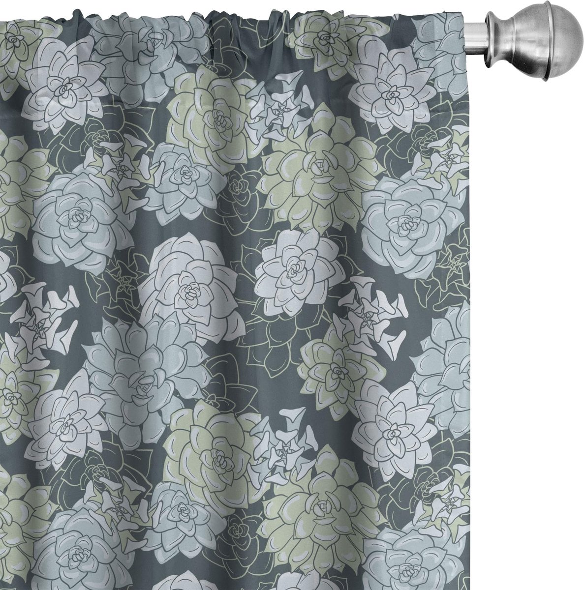 ABAKUHAUS – Gordijnen 2x75x175 cm – Groene Kaktus-Bloemen