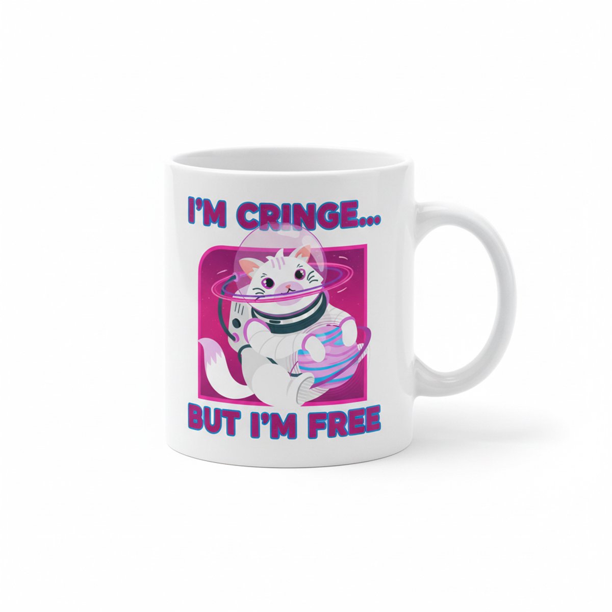 I’m Cringe But I’m Free Mok – Grappige Kat Meme Koffiemok – 330 ml Keramische Mok Cadeau