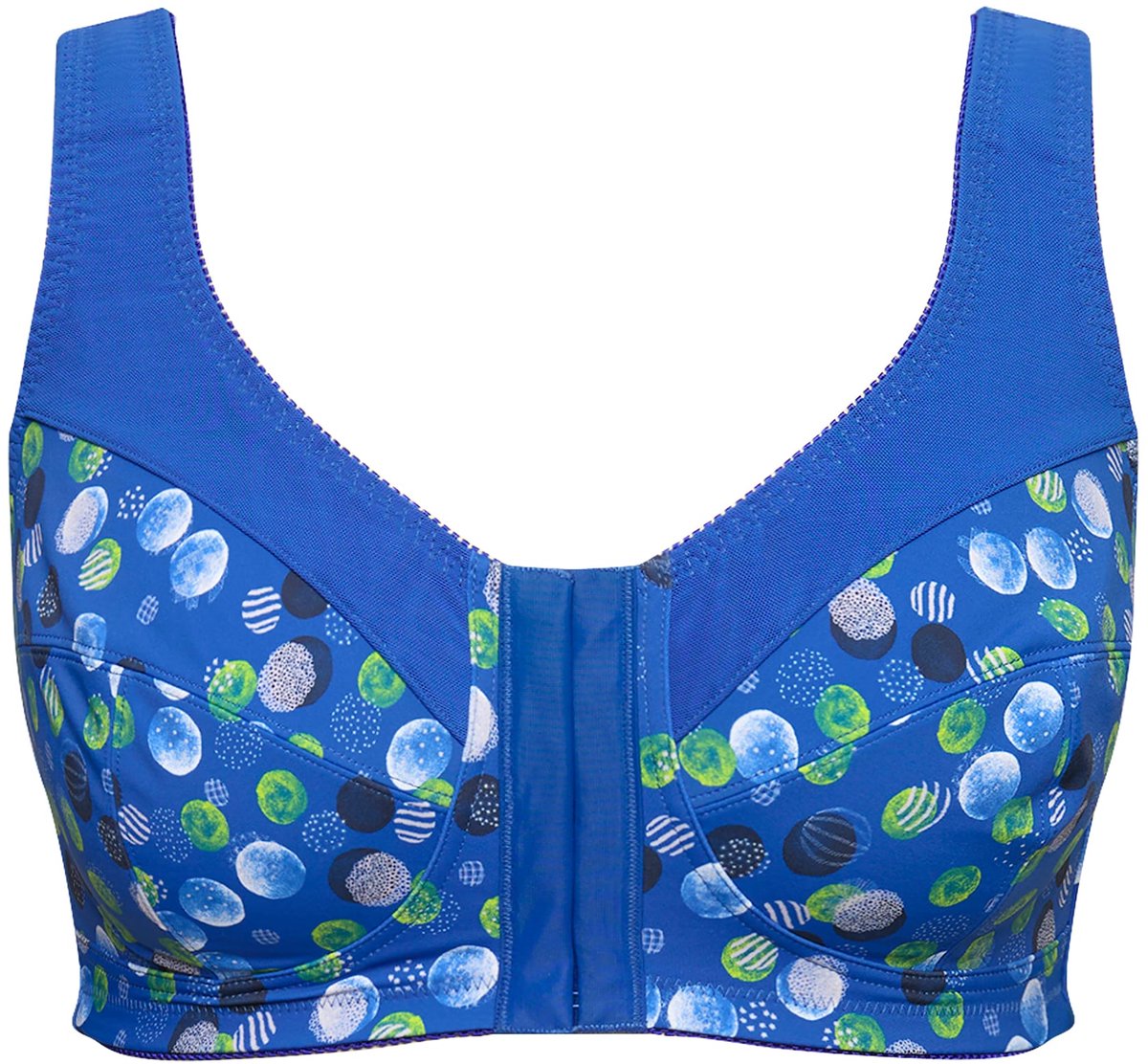 Ulla Popken Dames - Steunbeha voorsluiting stippen - Jeans blauw