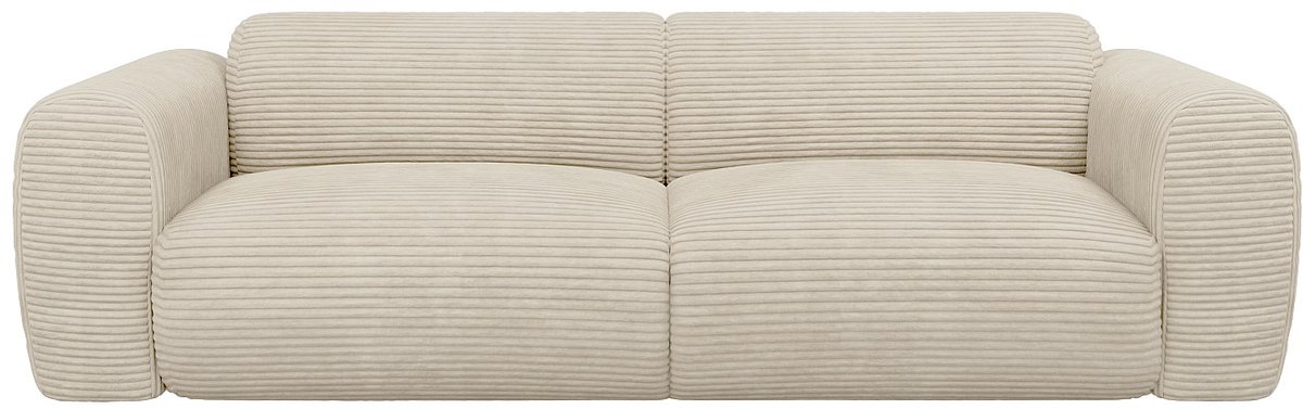 Vente-unique Vierzitsbank in beige ribfluweel - POGNI van Maison Céphy