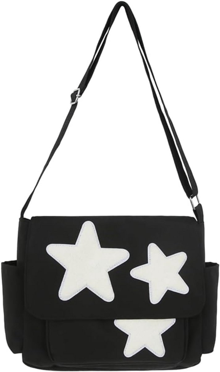 Schoudertas Nylon Dames Y2K Ster Decoratie Handtas Canvas Schooltas Reistas