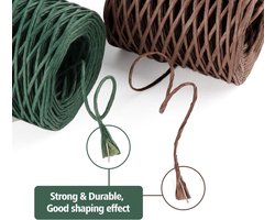 Stunq® 4 x 50 m papieren koord, papierdraad, naturel, decoratiedraad, ijzerdraad voor knutselen, bloemisterij, 2 mm (naturel, beige, donkerbruin, donkergroen)