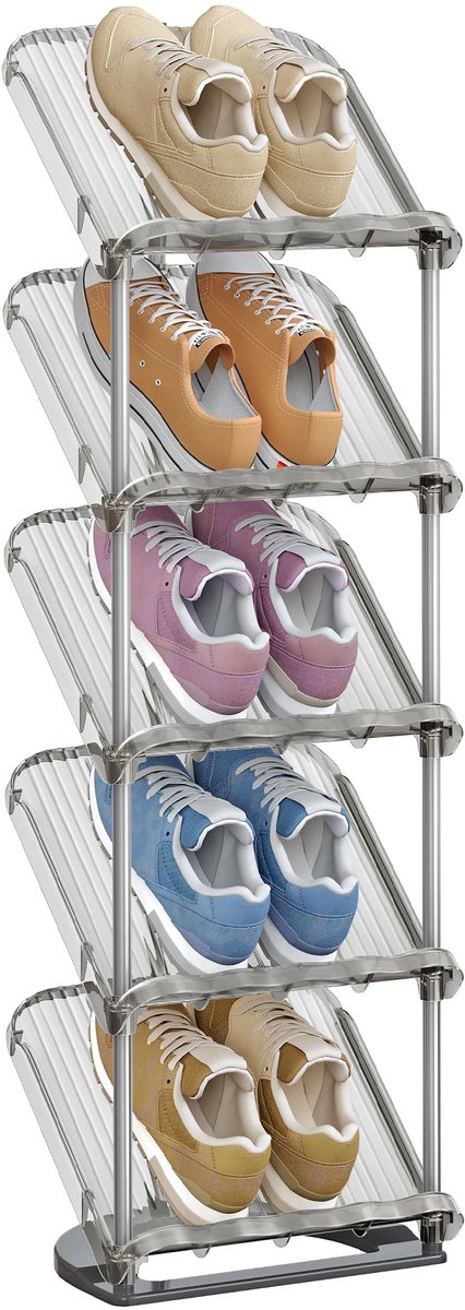 Unyqoos® Vijflaags schoenenrek met schuin ontwerp voor compacte ruimtes