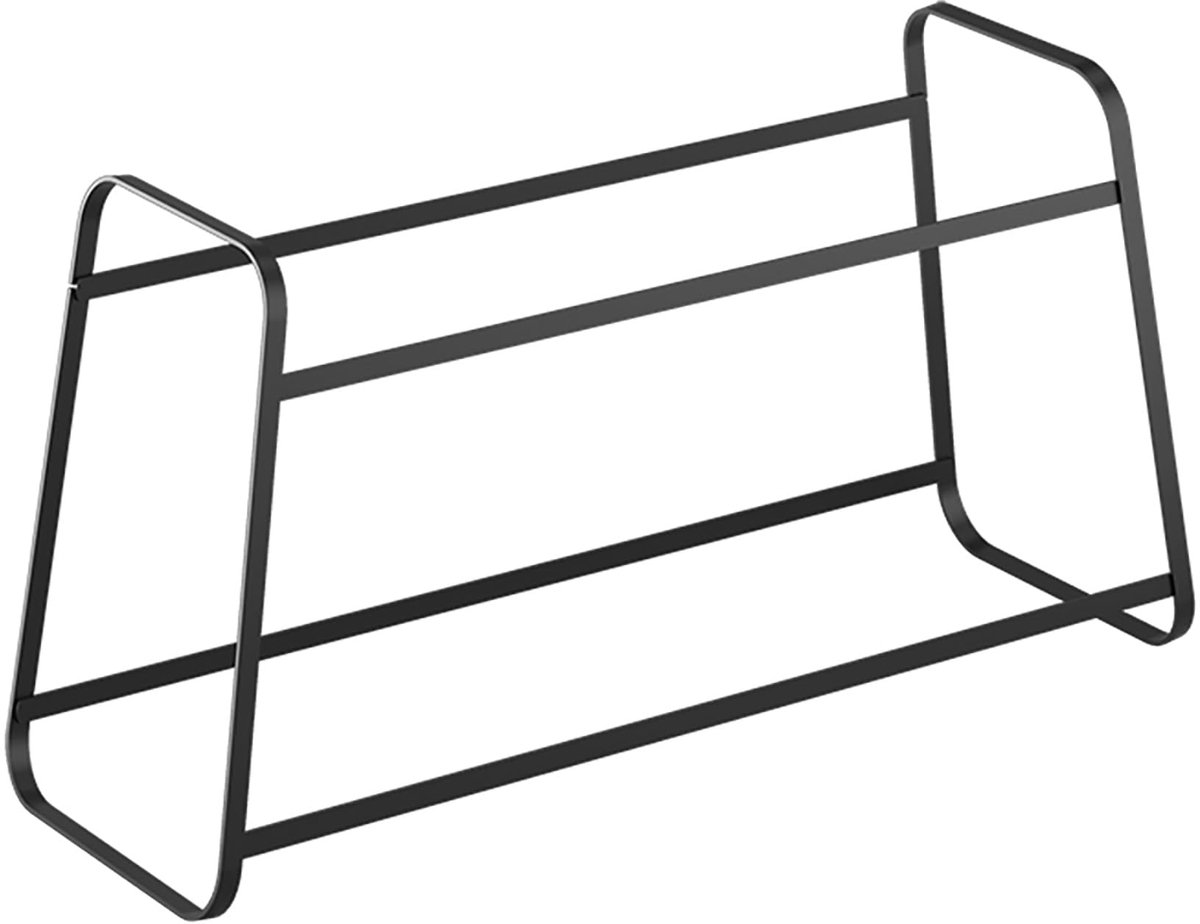 Unyqoos® Compacte schoenenrek met twee planken in stijlvolle zwarte uitvoering