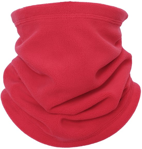 Verstelbare Fleece Nekwarmer – Winter Buff Sjaal met Drukknopen, Warme Nekmuts voor Heren & Dames - Rood
