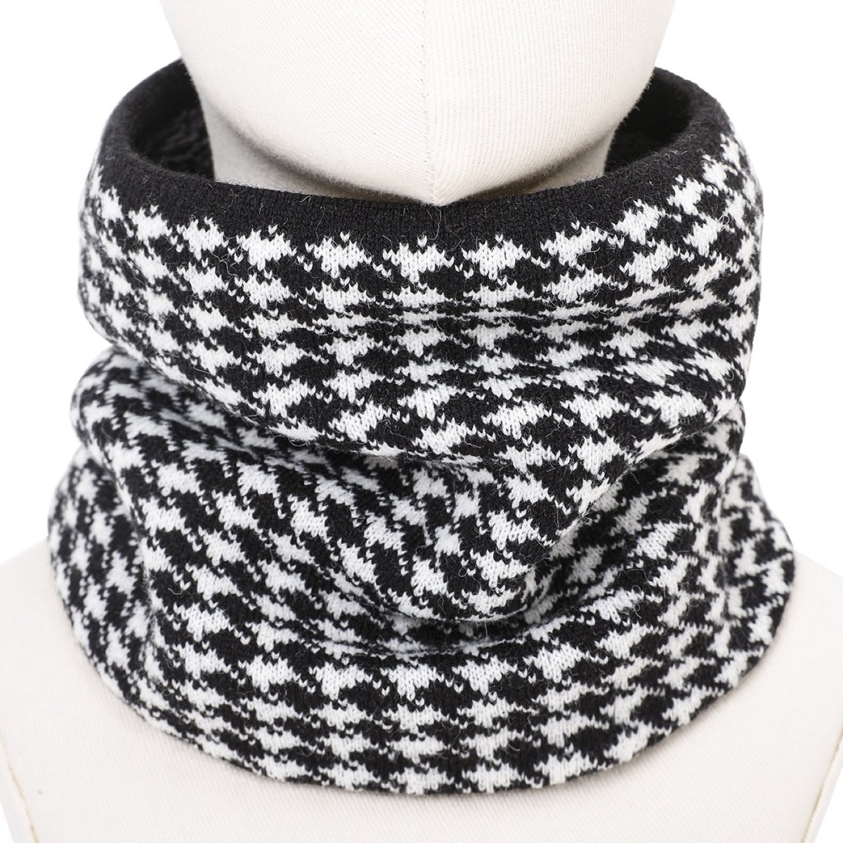Buff – Warme Winter Nekwarmer – Dubbele Lagen Colsjaal – Unisex Tube Sjaal – One Size - Zwart Grijs Patroon 05