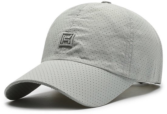 Geperforeerde Baseball Cap – Ademende, Sneldrogende Sportpet met Verstelbare Pasvorm en Zonbescherming voor Heren en Dames – Grijs