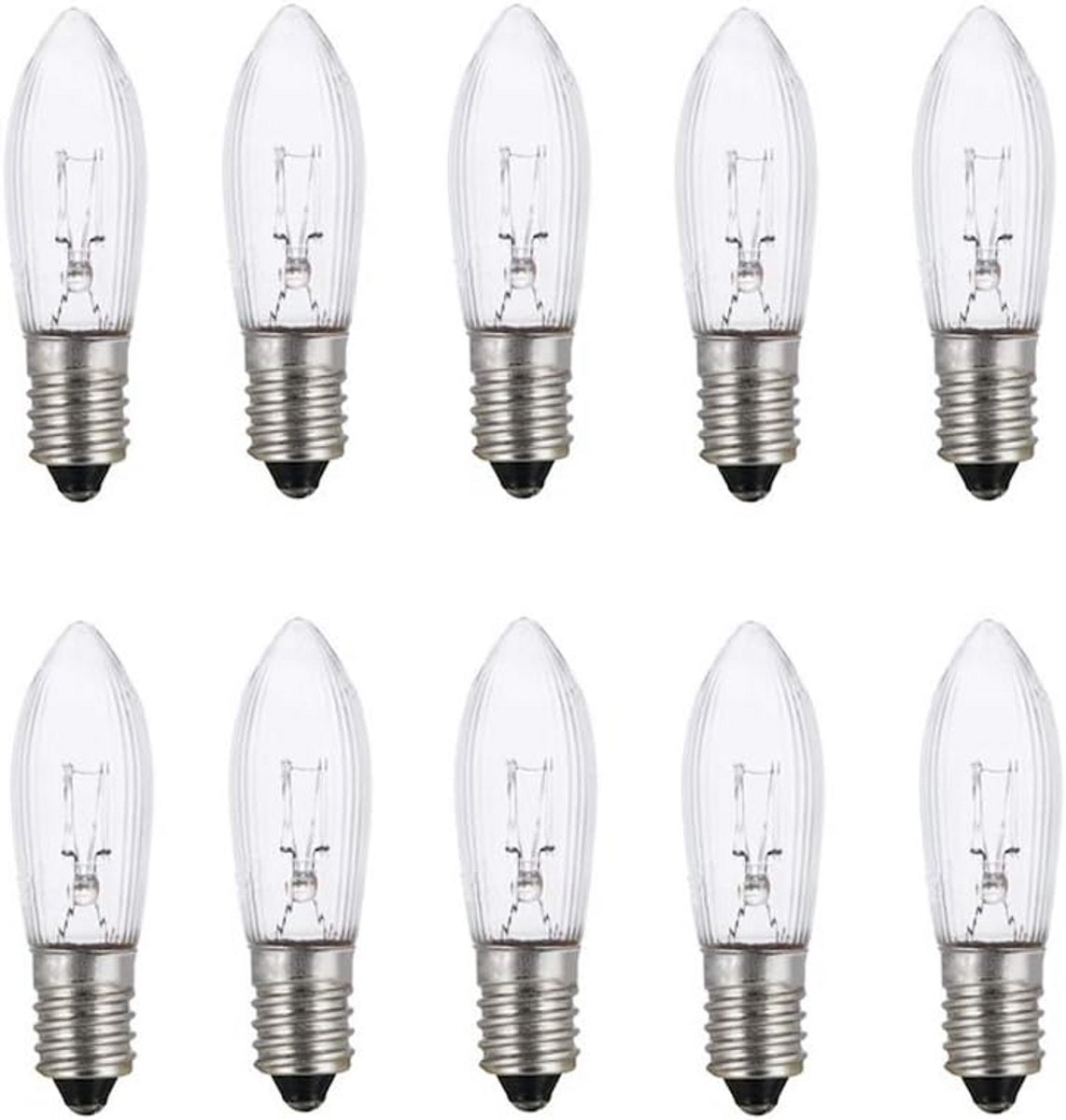 10x E10 LED Reserve Lampjes 23V 3W Warm Wit Kaarsvormig voor Lichtkettingen