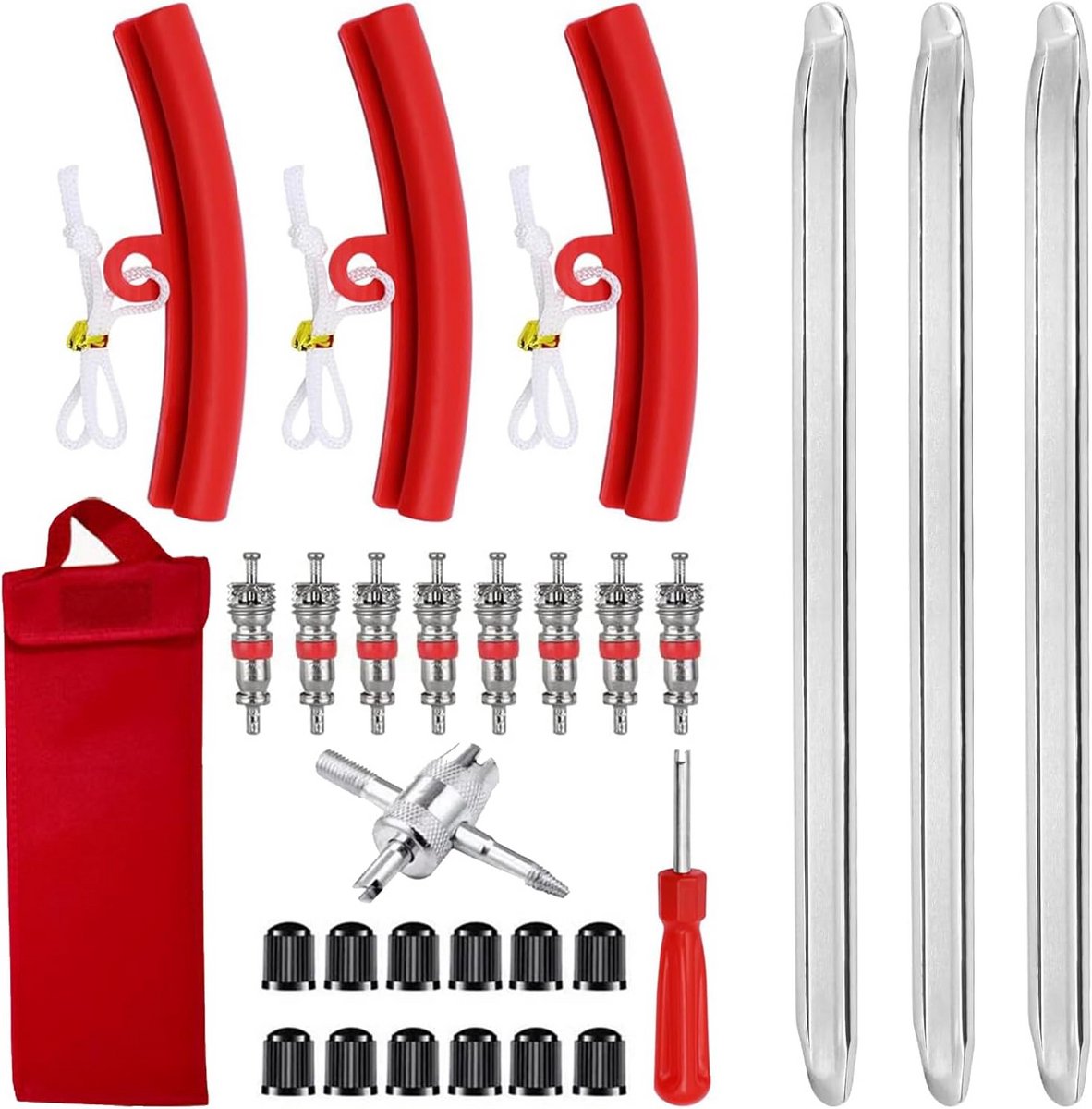 Gereedschapsset Banden Wisselen: Hendels, Velgbeschermers en Ventielaccessoires