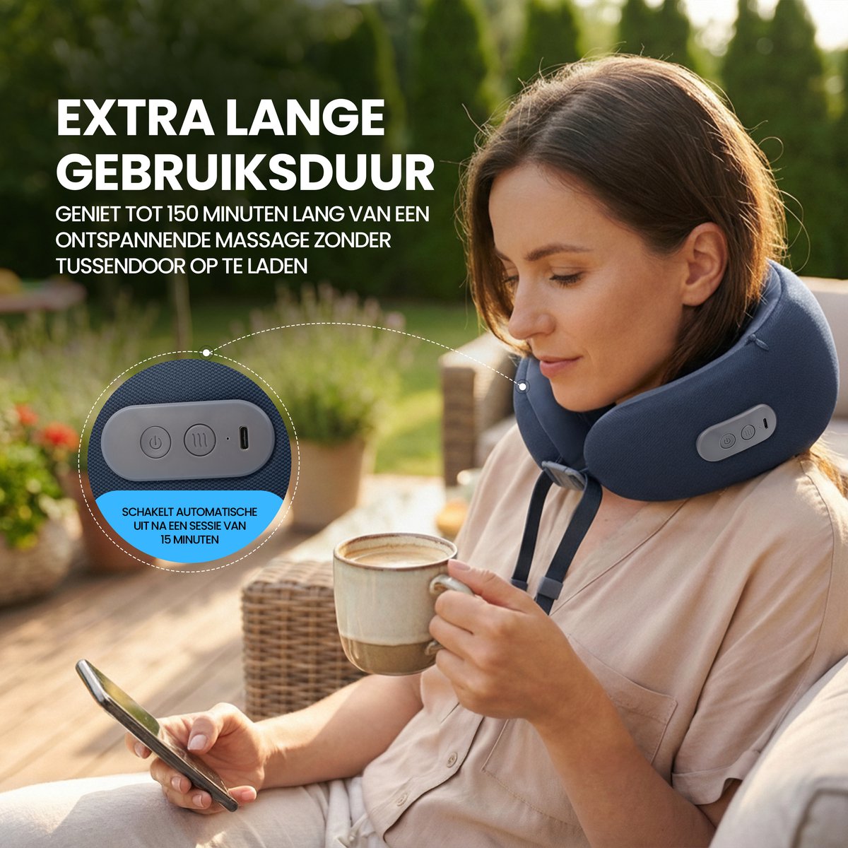 Home Nekmassage Apparaat Draadloos met Memory Foam Vulling - afbeelding 3