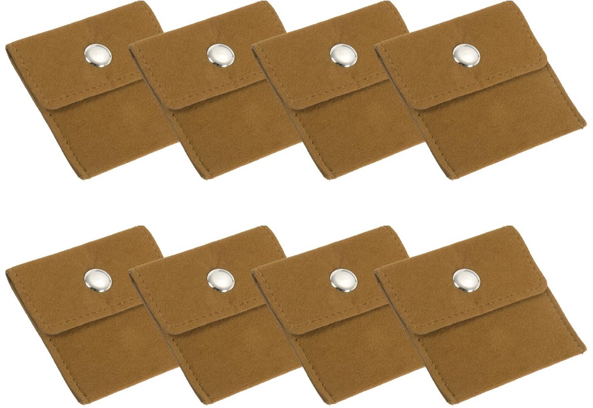 3x7 Inch Sieraden Pouch, 8 Pack Fluwelen Zakjes Snap Knop Draagbare Opbergtas voor Oorbellen Armbanden Kettingen Ringen Horloge, Geel