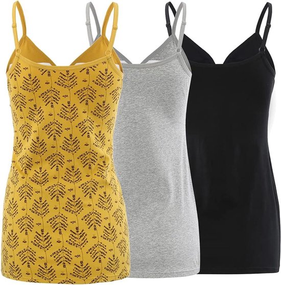 Provento - Tanktop voor borstvoeding met geïntegreerde beha, basic hemdje - Zwart, Grijs, Geel - XL. — afbeelding 3