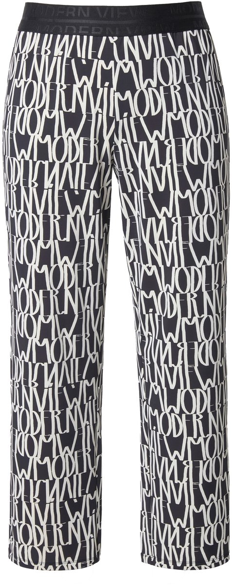 Ulla Popken - Dames - Jersey broek Sienna letters smalle pijp - Off-white - Maat 58+