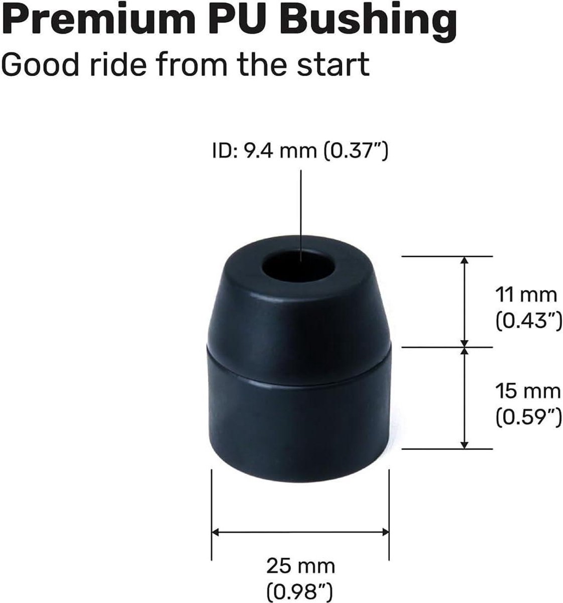 Stuurbussen voor skateboard en longboard wielen – set van 4 – schokdempers – bussen en pivot cups – voor skateboard en longboard wielen – prestatie – geschikt voor sessies – zwart