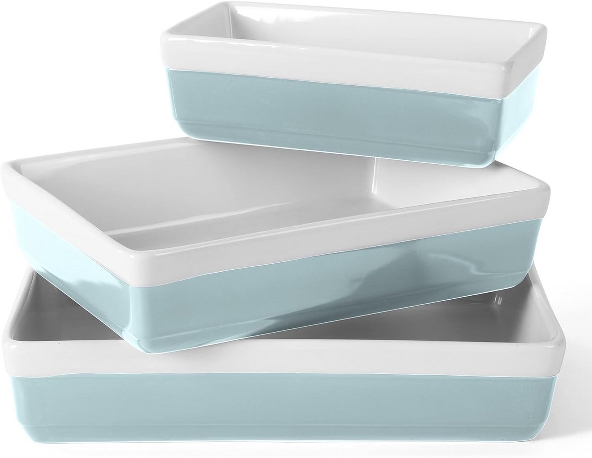 3-Delige Ovenschaal Set - Steengoed Bakvormen Ovenbestendig