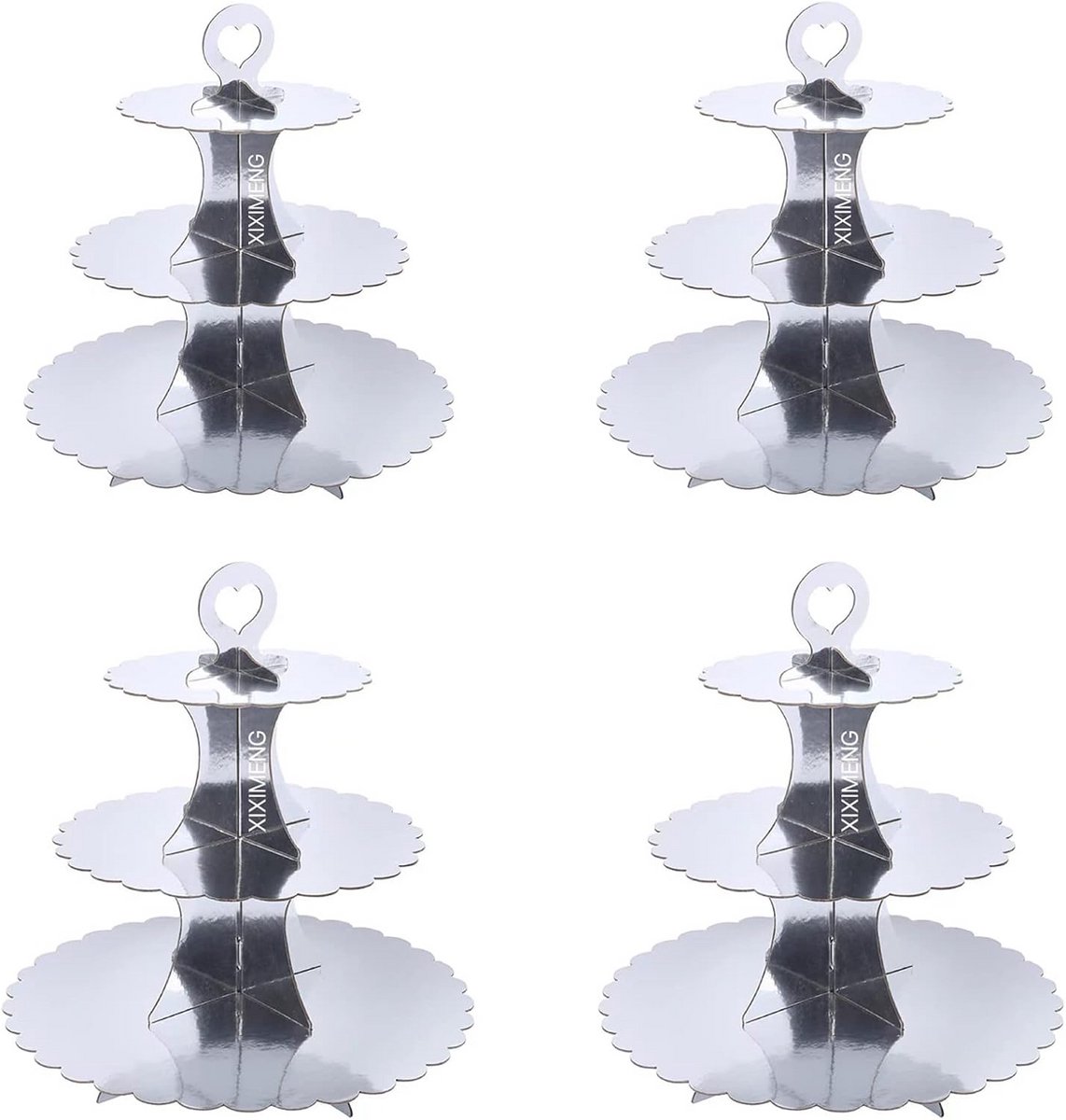 4-Pack Kartonnen Cupcake Presentatiestandaard 3 Lagen met Sierlijke Rand