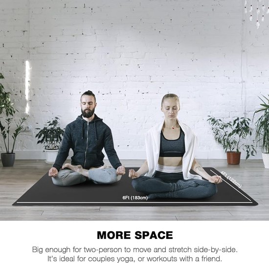 Grote yogamat voor mannen en vrouwen - 6'x4'x6mm, extra brede TPE fitnessmat voor thuisgymnastiektraining, antislip, perfect voor blote voeten oefeningen (yoga, pilates, stretching, meditatie) — afbeelding 5