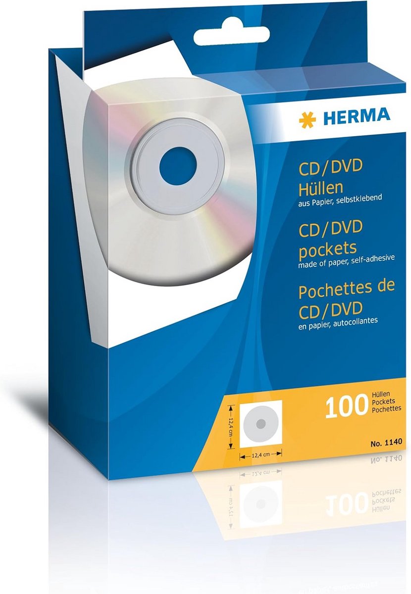 Papieren CD DVD hoezen met kijkvenster en zelfklevende achterkant, wit, 100 stuks