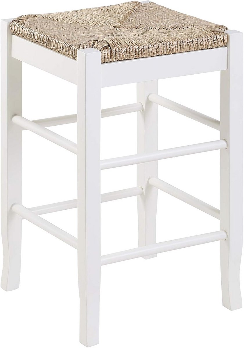 Vierkante 24-inch Rush Seat Kruk in Wit
