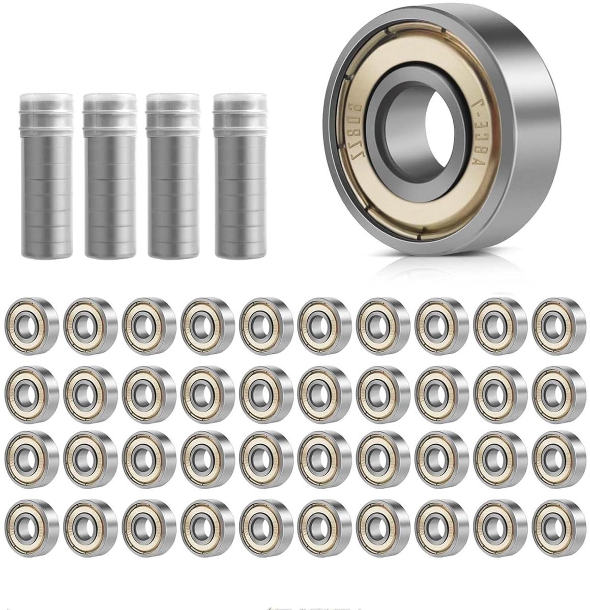 All4You – Kogellagers – 608 ZZ – Metaal – Dubbel afgeschermd – 8 x 22 x 7 mm – Miniatuur groefkogellagers – Skateboard – Rolschaatsen – Inline skates – 40 stuks
