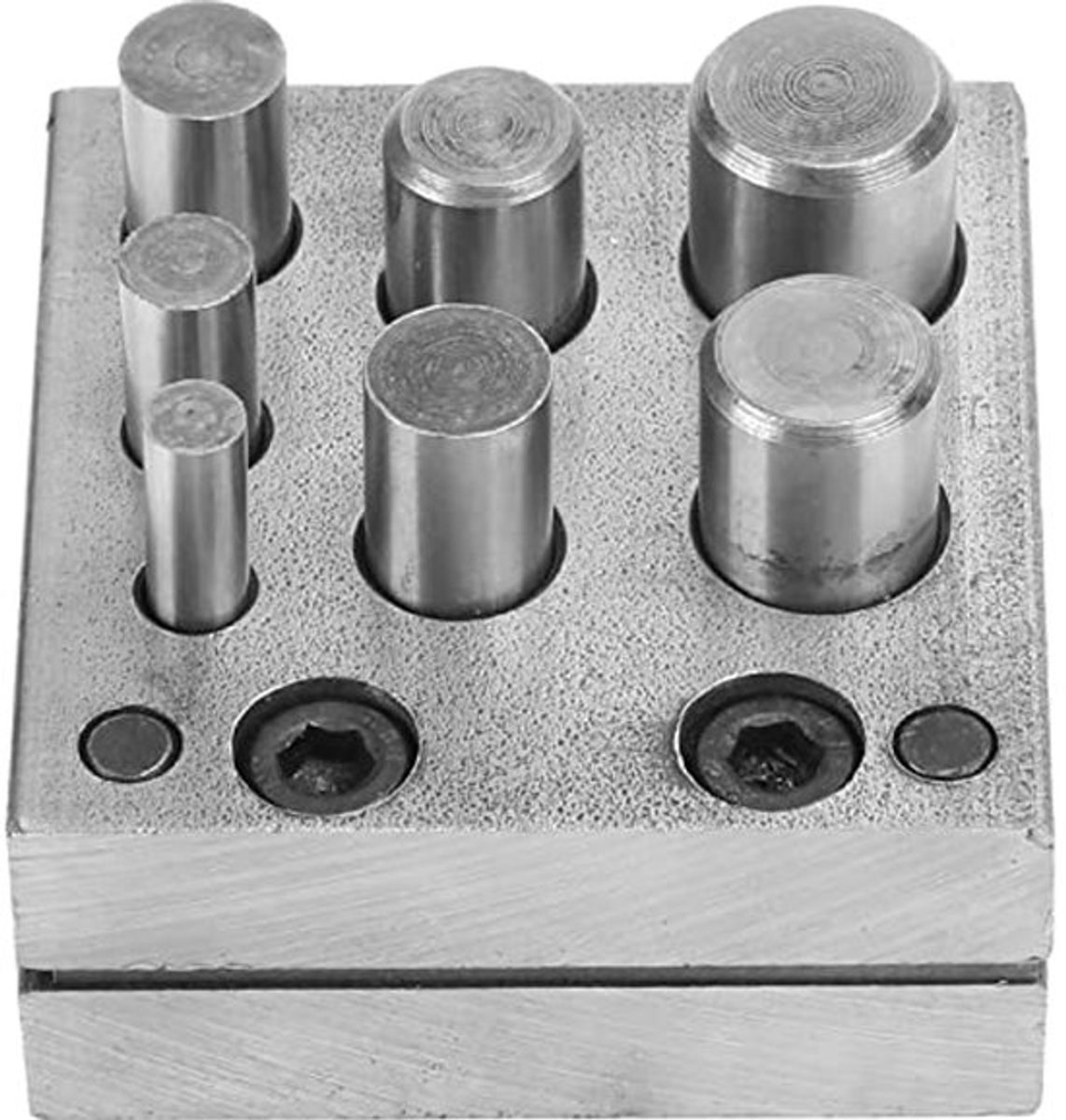 KARZO - Legeren Staal Punch Die Schijf Set voor het Maken van Sieraden, Gegraveerd Metaal met Precisie, Licht en Draagbaar, 7 Gaten Punch Die Schijf Set
