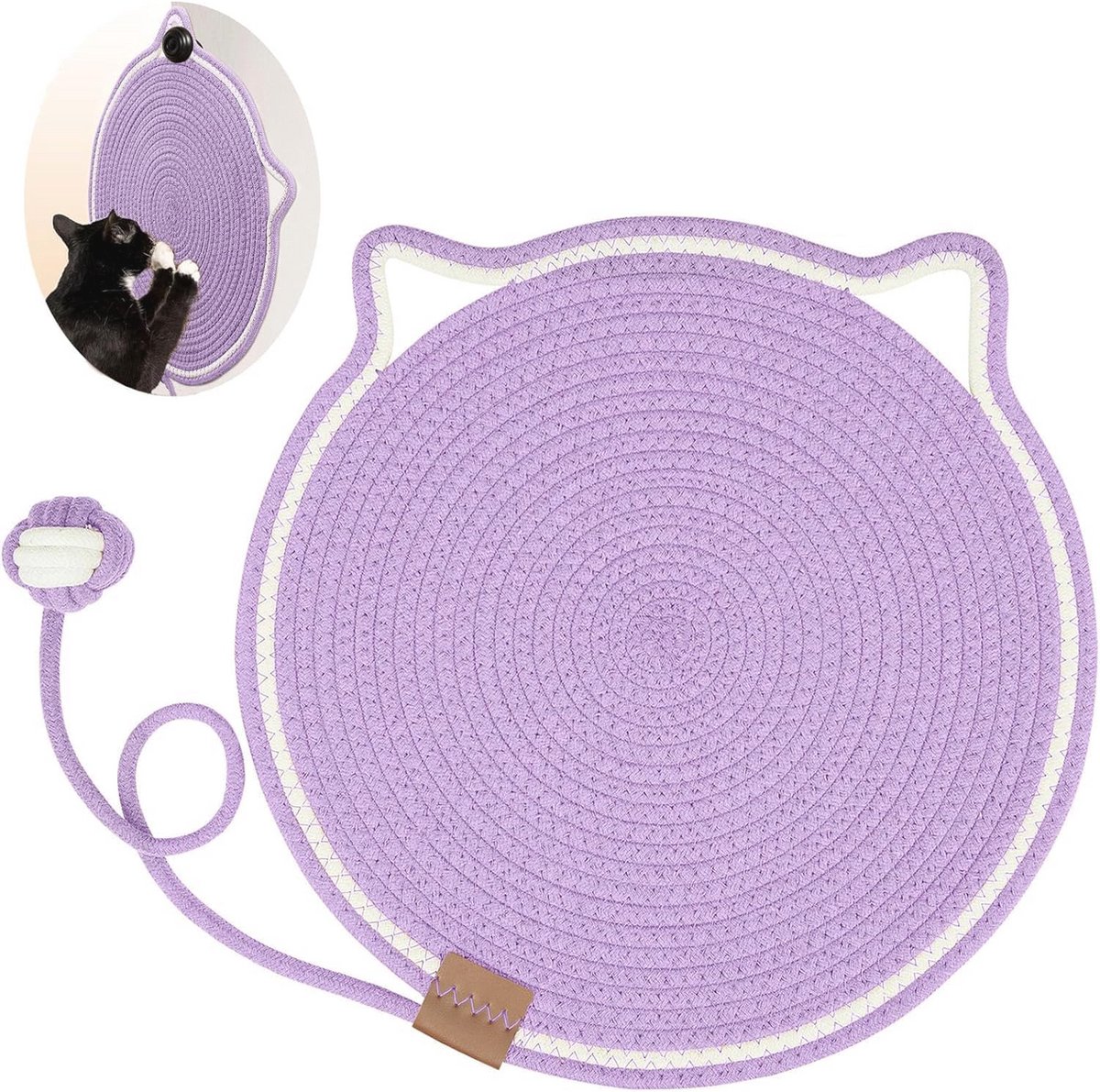 Krabmat voor katten - Horizontale vloerkrabber van natuurlijk katoenen touw