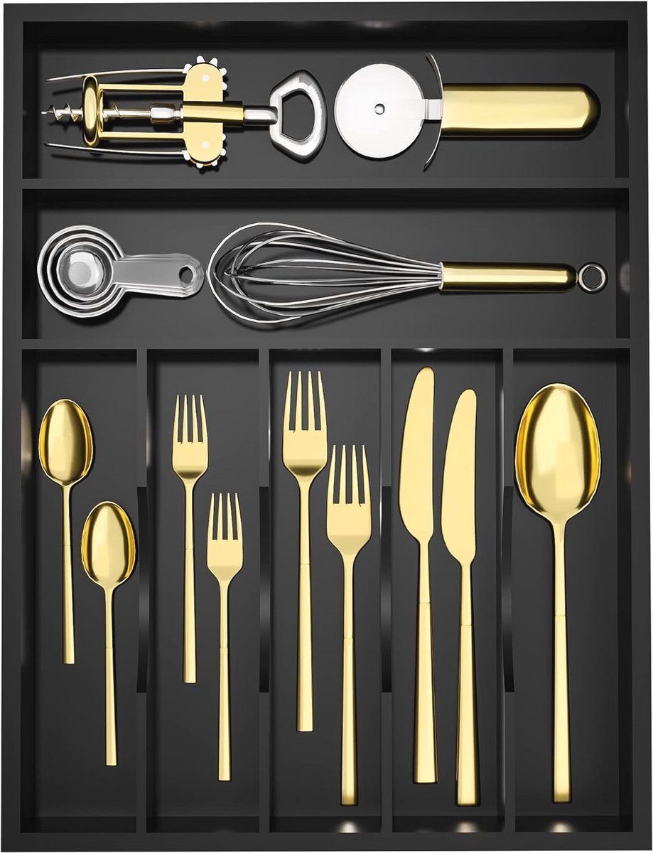 Lade Organizer - 7 Slots Bamboe Organizer voor Keuken en Kantoor