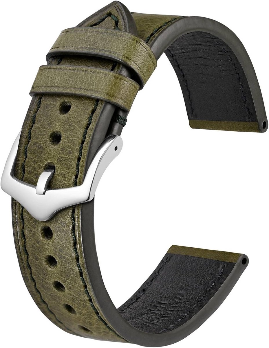Luxe Horlogeband van Italiaans Leer met Olie Was - Verschillende Maten