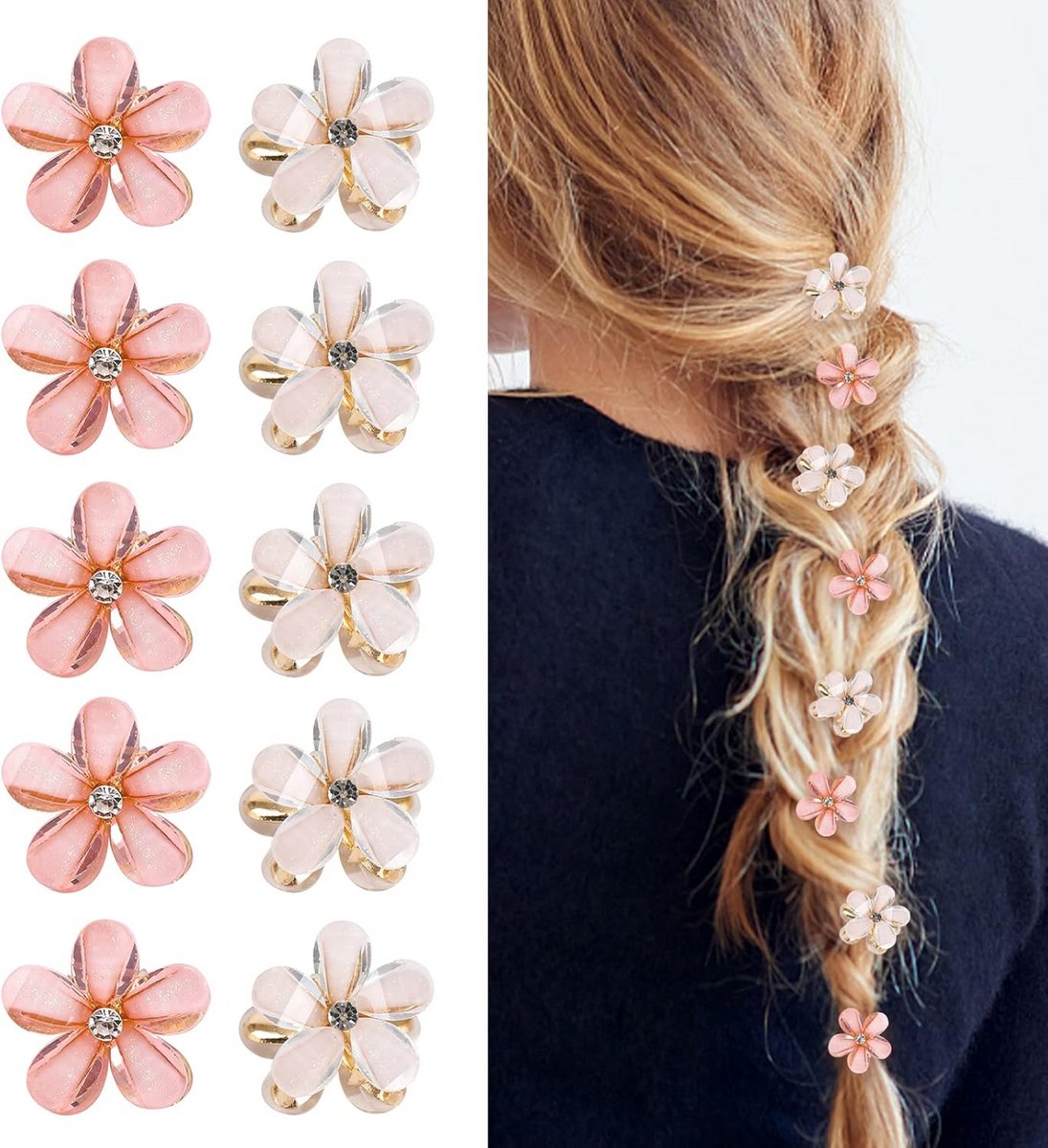 Mini Haarspelden - 10 Stuks Schattige Diamant Haaraccessoires voor Dames en Meisjes