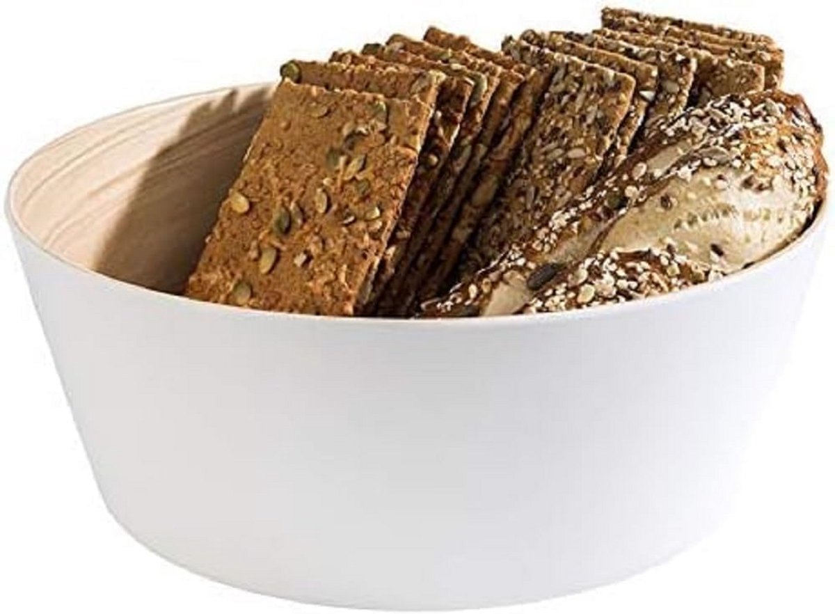 Melamine Serveerschaal Rond Wit/Beige (Ø 22 cm) - 3,4 Liter Inhoud - Vaatwasmachinebestendig