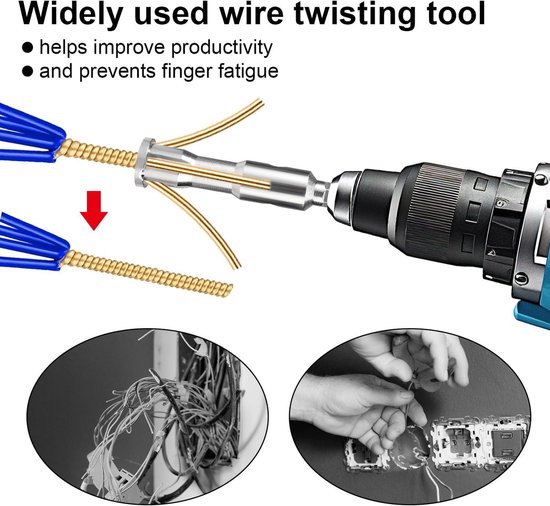 Draadtwister - Gegalvaniseerde Stalen Boordraadtwister - Draagbare Kabeldraadconnectortool - Elektrische en Handmatige Boormachines - Schroeven Inbegrepen van Merkloos	 — afbeelding 2