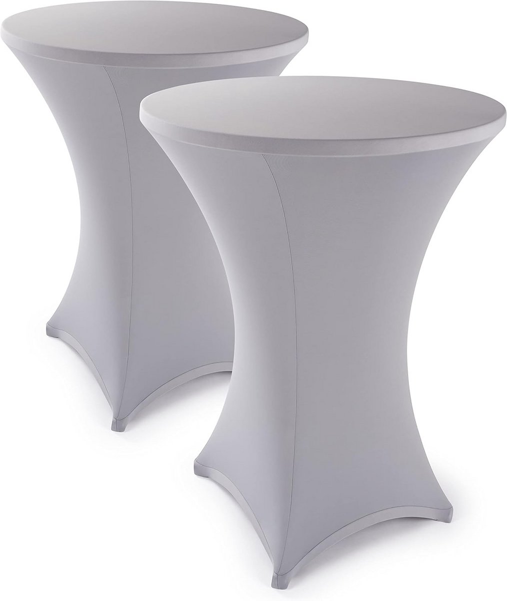 Stretch Tafelcovers 2-Pack - Hoge kwaliteit voor Bistro- en Bartafels, 60-65 cm, Zilvergrijs