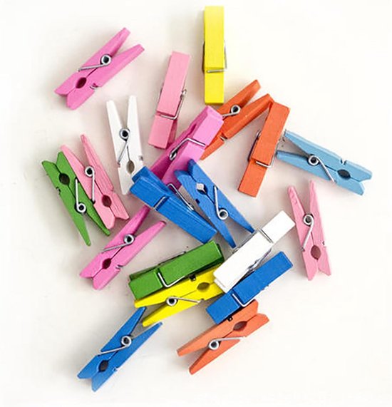 SHSHbuy Mini houten wasknijpers, 100 stuks hartvormige fotoclips