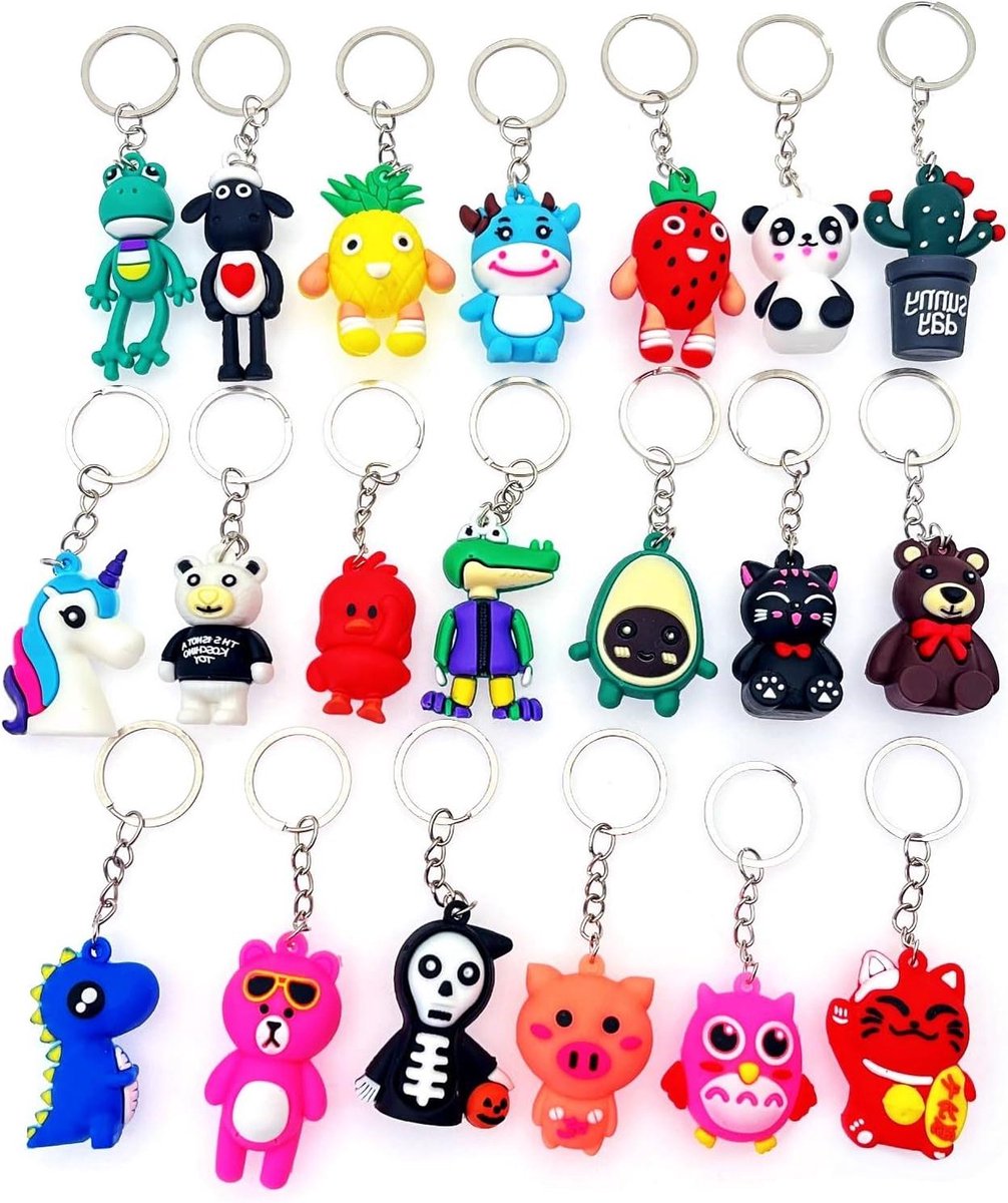 VVGoods - Siliconen 3D Animal sleutelhanger voor kinderfeestje - gunsten, souvenirs, goedkope cadeaus - jongens meisjes - Leuke rugzak sleutelhangers