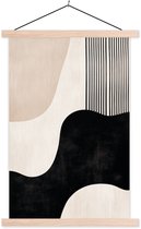Support pour affiches avec affiche 40 x 60 cm - Affiche scolaire - Abstrait - Japandi - Beige - Moderne - Affiche textile - Lattes vierges