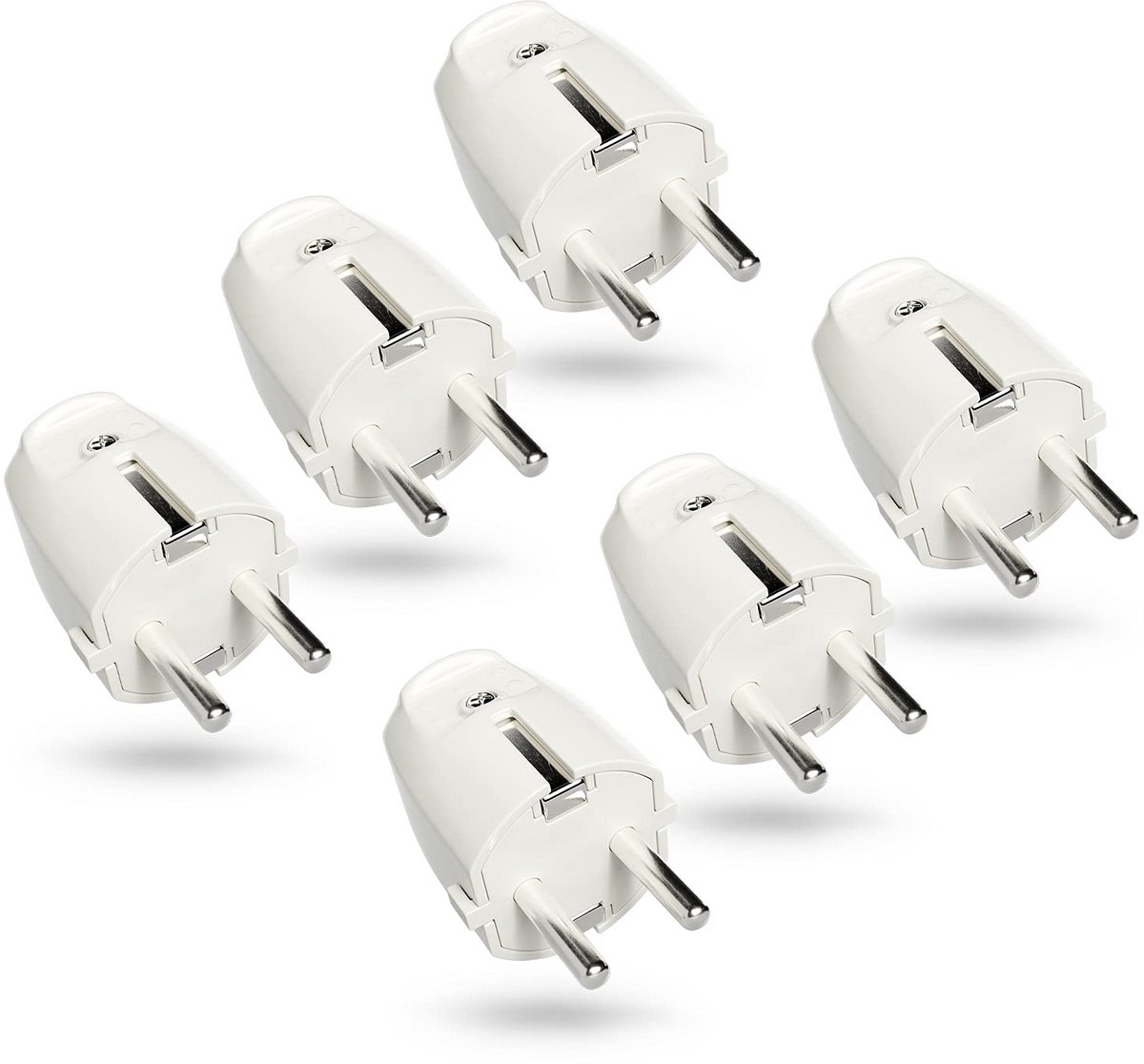 Geaarde Schuko Stekker met Trekontlasting - 2-polig, 16A, 250V IP20 Wit voor Binnen