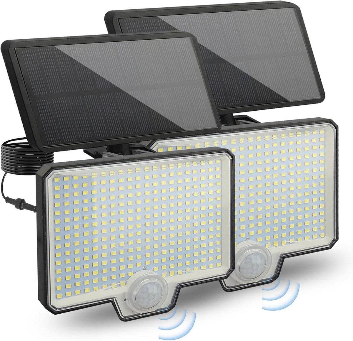 Set van 2 Zonne-Wandlampen met Bewegingssensor en 294 LED's - IP65 Waterdicht