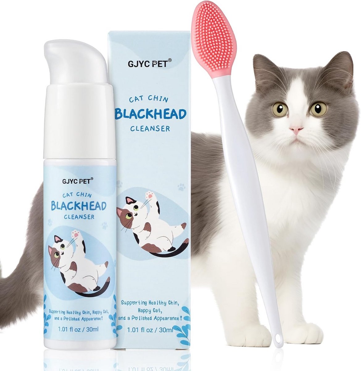 Reinigingsset voor Kattenkin Acne - Zachte Reiniging en Borstel voor Zwarte Pukkels