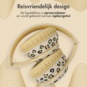 Opvouwbare imoshion koptelefoon met luipaardprint en beige oorkussens.