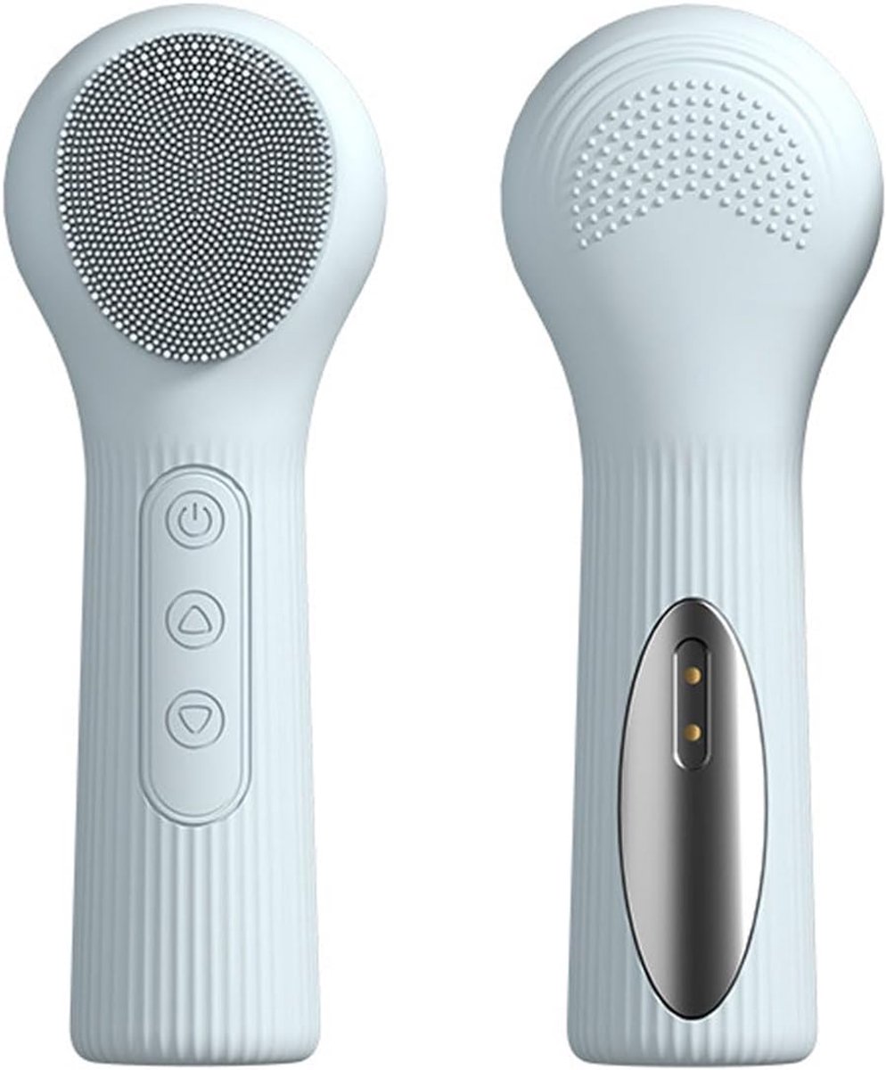 Reinigingsborstel, 2 in 1 siliconen thermaal massage borsteltje, oplaadbare exfolierende borsteltje voor diepe reiniging, waterafstotend borsteltje voor vrouwen (blauw)