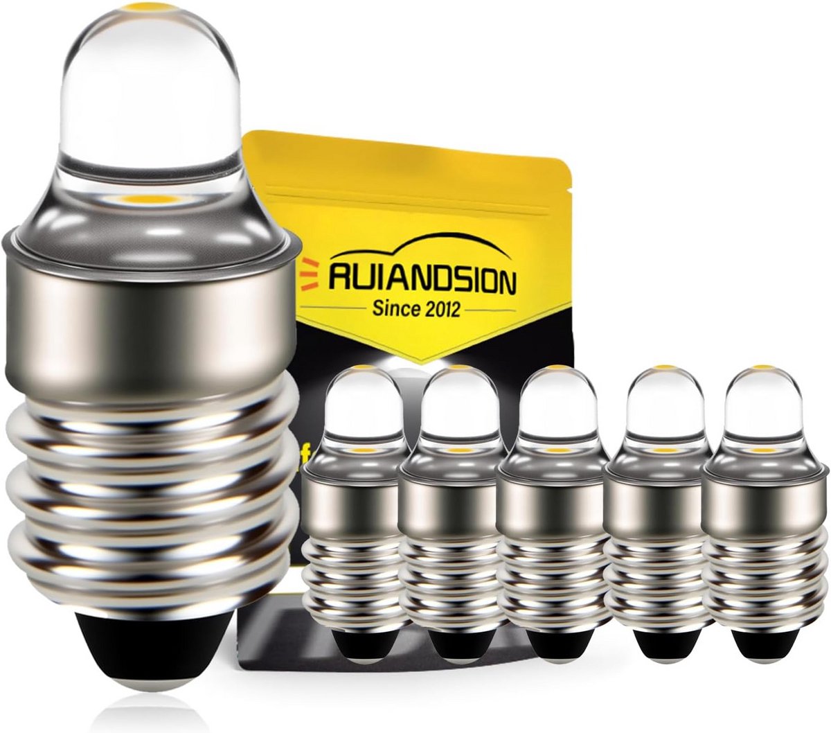 6x E10 LED Lamp 3V Warm Wit 3000K voor Zaklamp en Koplamp - Gloeilamp Vervanging