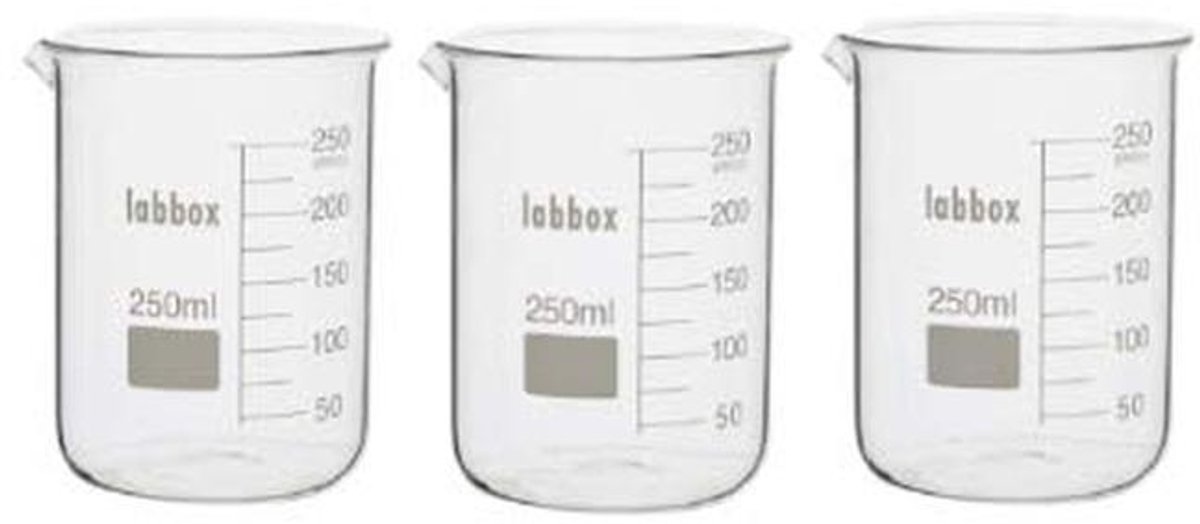 Bekerglas Laboratorium Glas 50ml Set van 3 Hittebestendig en Chemisch Robuust