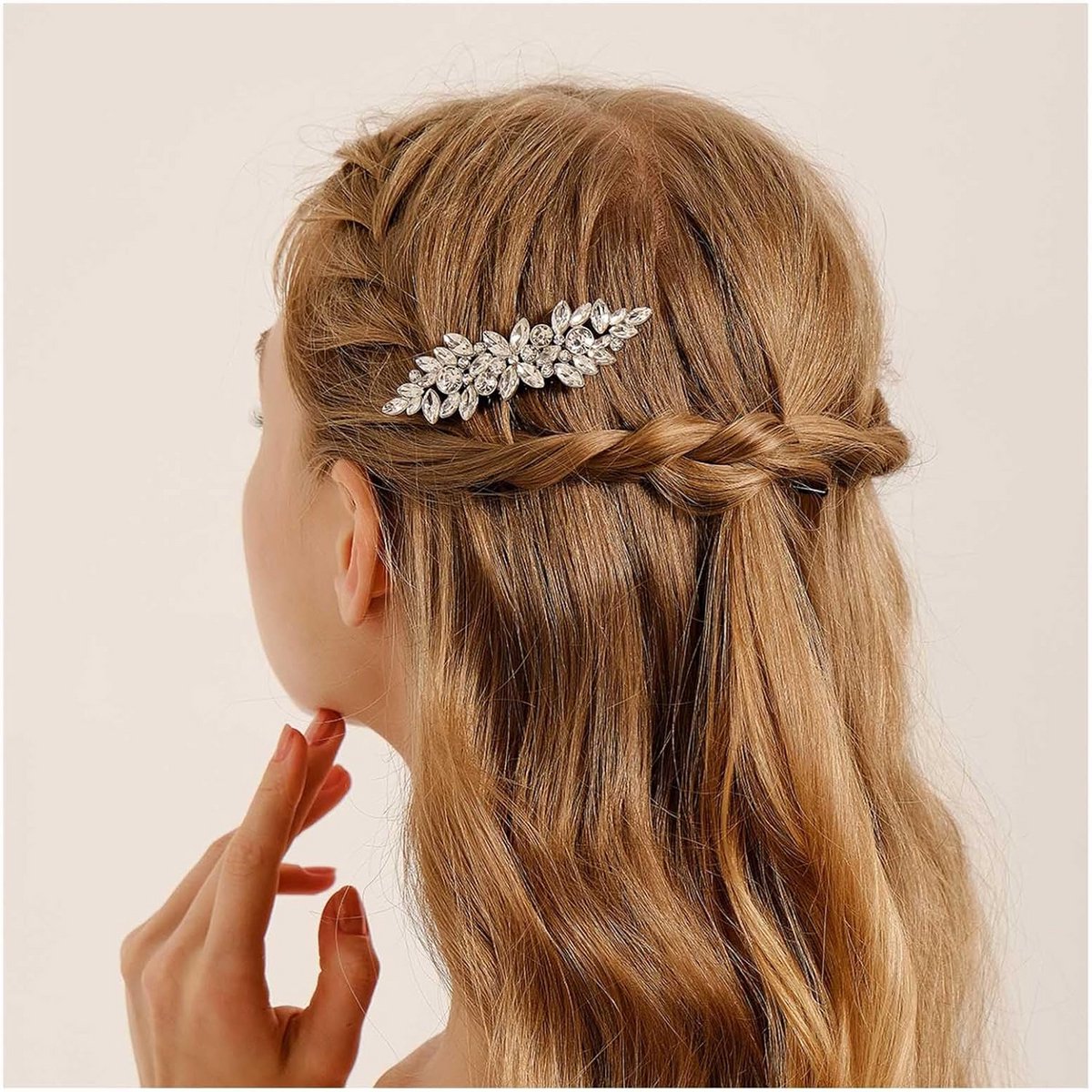 Luxe Strass Haarspeld met Kristallen en Gouden Bladaccenten - Bruiloft & Feest Accessoire